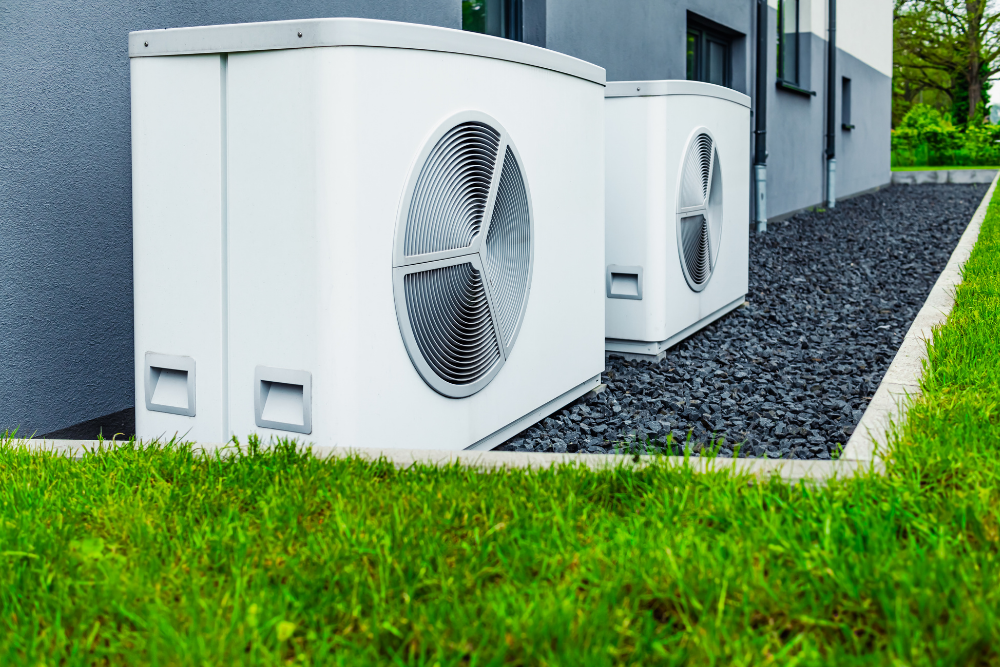 Mini split systems sitting outside.